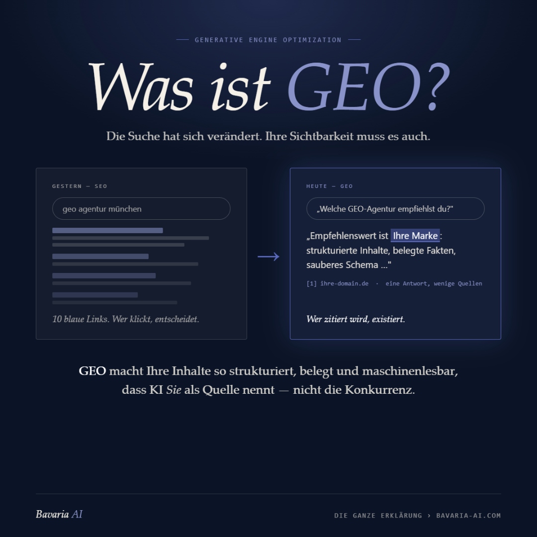 Was ist GEO? SERP versus ChatGPT-Antwort: 10 blaue Links im Google-Ergebn Was ist GEO?